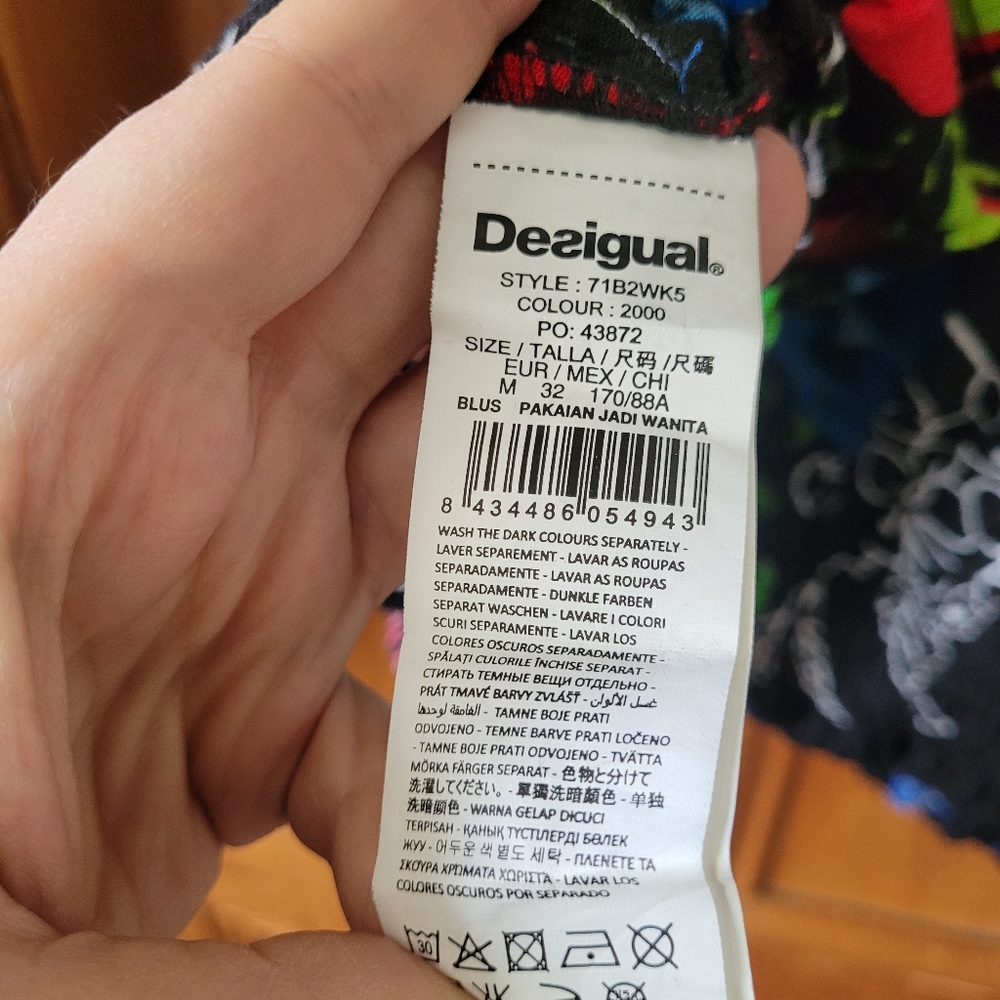 Desigual Boho Floral Peasant blouse Black And Multicolor Vibrant Medium - Picture 13 of 16